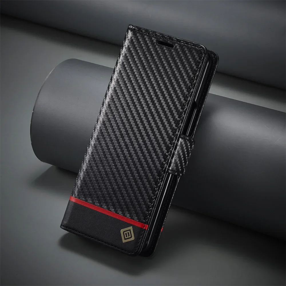 Luxe Koolstofvezel PU Leather - Leather Wallet Card Holder Phone Cover recensie en prijs