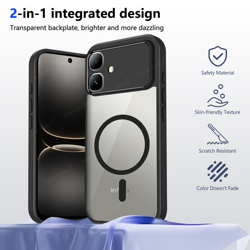 Clear Shockproof Bumper Case - Magnetische Transparante Siliconen Case voor Infinix