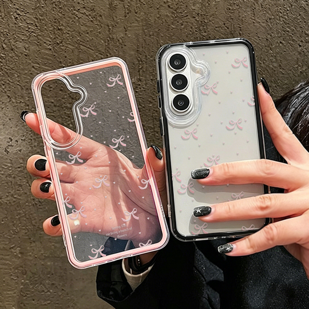 Schattig roze strik zachte tel - Clear Shockproof Bumper Case recensie en prijs