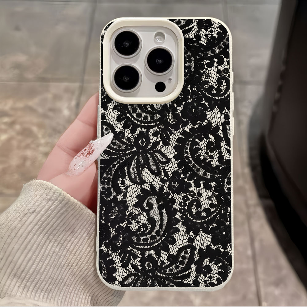 Zwarte vintage bloemenkant lyc - Vintage Floral Pattern Soft Case recensie en prijs
