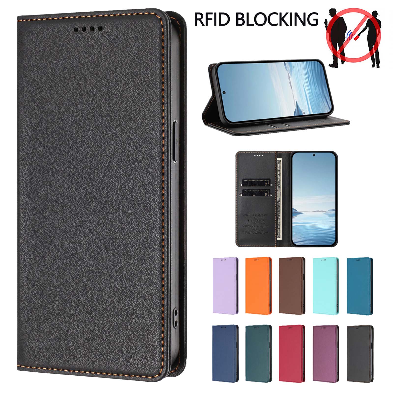 RFID-blokkerende flip telefoon - Leather Wallet Card Holder Phone Cover recensie en prijs